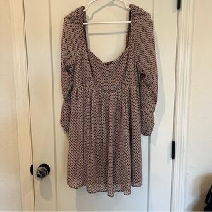 Abercrombie & Fitch Brown and Cream Babydoll Mini Dress